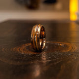 NEW Retails $299+ USD, Rose Gold Tungsten Wood Ring, Wooden Ring for Men, wooden wedding Ring, Wood Wedding Band, Whiskey barrel, Wedding Band, 8mm ring, BD, Sz 9