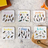 NEW Retails $50, Set of 6 Bird Pun Coasters