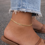 NEW Gold Boho Curb Chain Anklet, Dainty Gold Summer Ankle Bracelet, Delicate Bohemian Foot Jewelry