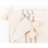 New Imani Collective Artisan Woven Blanket Throw | Striped PomPoms Retails $110+