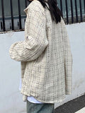 NEW Unisex Oversized Embroidered Checkered Tweed Jacket - Size XXL Retails $63+