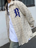 NEW Unisex Oversized Embroidered Checkered Tweed Jacket - Size XXL Retails $63+