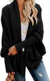 New Imily Bela Women's Kimono Batwing Cable Knitted Slouchy Oversized Wrap Cardigan Sweater Black Sz XL