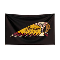 New LARGE 8 Ft X 5 FT Indian Motorcycle banner Sign Flag Garage Ft Shop Wall Sign Decor with grommets