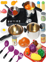 New in box! 32 PCS Playhouse Induction Cooker Set Children Kitchen Simulation Playset - Black