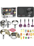 New in box! 32 PCS Playhouse Induction Cooker Set Children Kitchen Simulation Playset - Black