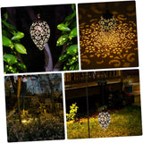New Iron Art Hollow Outdoor Lamp Garden Decorative Solar-Powered Hanging Lantern