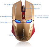 New Wireless Iron Man Mouse with Invisible Infrared Light and Decor Light for Laptop Desktop Computer Mice (Gold)