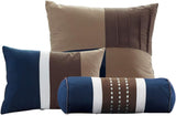 JBFF Collection Bed in Bag 7PC Luxury Stripe Microfiber Comforter Set (King, Navy)