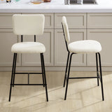 New Wayfair George Oliver Jerett 24.61'' Counter Stools with fluffy boucle fabric seat and backs and metal frames (Set of 2) Winner can buy another set at winning bid! Retails $217+