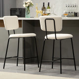 New Wayfair George Oliver Jerett 24.61'' Counter Stools with fluffy boucle fabric seat and backs and metal frames (Set of 2) Winner can buy another set at winning bid! Retails $217+