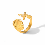 NEW Starfish & Seashell Fashion Ring, Fits all sizes