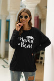 New JEYMMI Womens Mama Bear Long Sleeve Over Sized Fit Shirt with pockets, Black Sz M