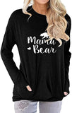 New JEYMMI Womens Mama Bear Long Sleeve Over Sized Fit Shirt with pockets, Black Sz M