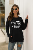 New JEYMMI Womens Mama Bear Long Sleeve Over Sized Fit Shirt with pockets, Black Sz M