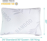 New JJDANFILL Rayon Derived from Bamboo Pillow Standard Size - Machine Washable Bed Pillow for Sleeping for Back, Stomach and Side Sleeper - Firm Shredded Memory Foam Pillow 20 * 26in