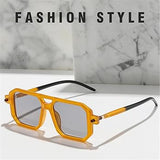 NEW Jollyholla Rectangle Sunglasses Women Men Gradients Lens Alloy Frame Designer UV400 Protection, Orange/Grey, Includes Carrying Case