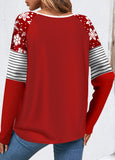 New MODLILY® Red Patchwork Christmas Print Long Sleeve Round Neck Sweatshirt, Sz XL! Retails $49+