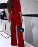 NEW Solid Color Casual Two Piece Set, Red, Sz M