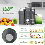 New Juicer Machine 500W, 3 Speed Centrifugal Juicer Extractor with Wide Mouth 3” Feed Chute for Fruit Vegetable, High Yield Juicer
