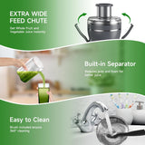 New Juicer Machine 500W, 3 Speed Centrifugal Juicer Extractor with Wide Mouth 3” Feed Chute for Fruit Vegetable, High Yield Juicer