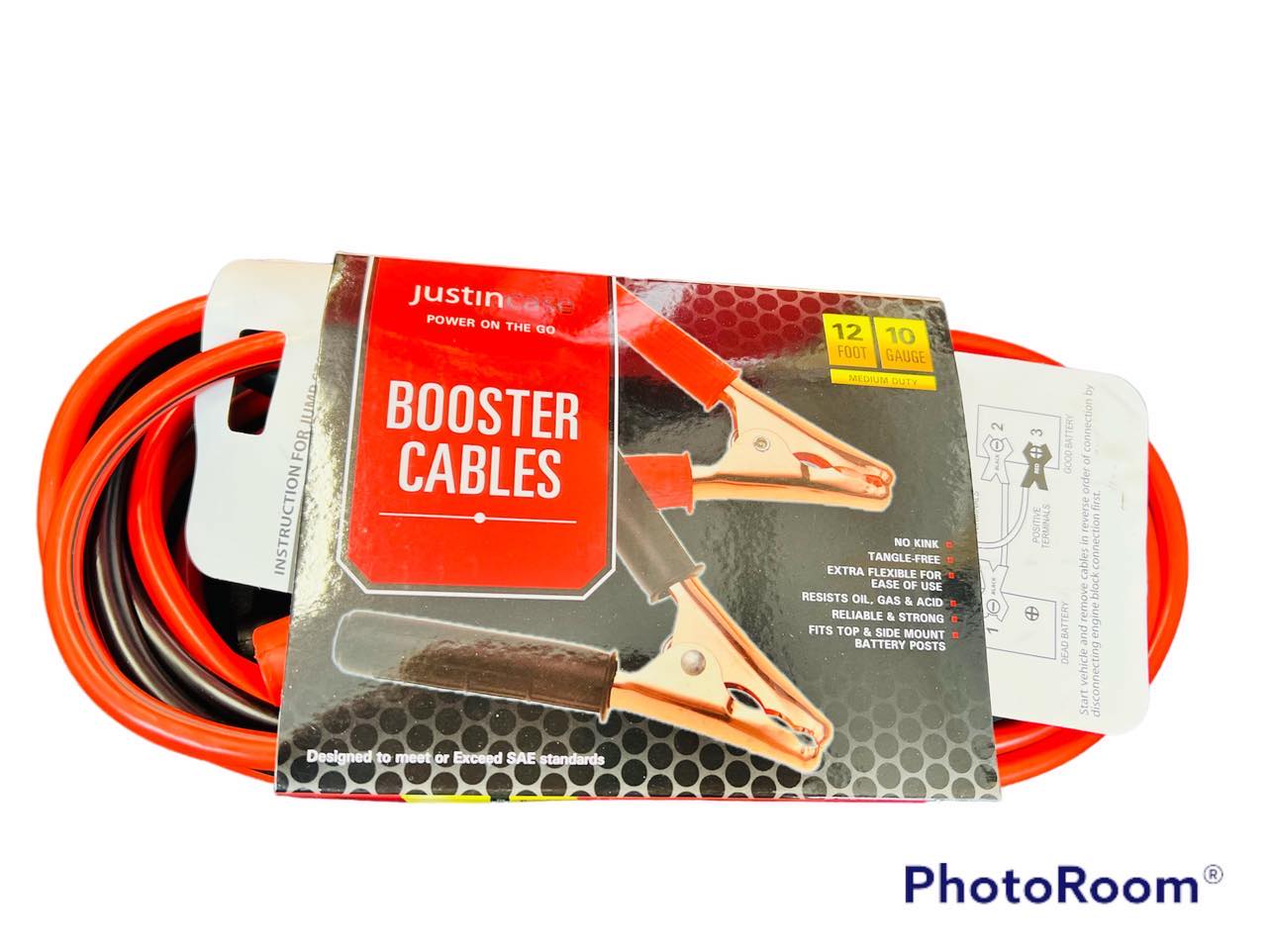 New Justin Case 12 Ft. 10 Gauge Booster Cables