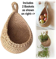 New Inci Home Hand-woven Jute ECO Teardrop Hanging Storage Baskets set of 2! Great for fruit, veg, plants etc