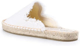 NEW RETAILS $65+ JYDQM Women's Shoes Women's Frayed Canvas Solid Spring Summer Slippers Slides Sandals Shoes WHITE SZ 10