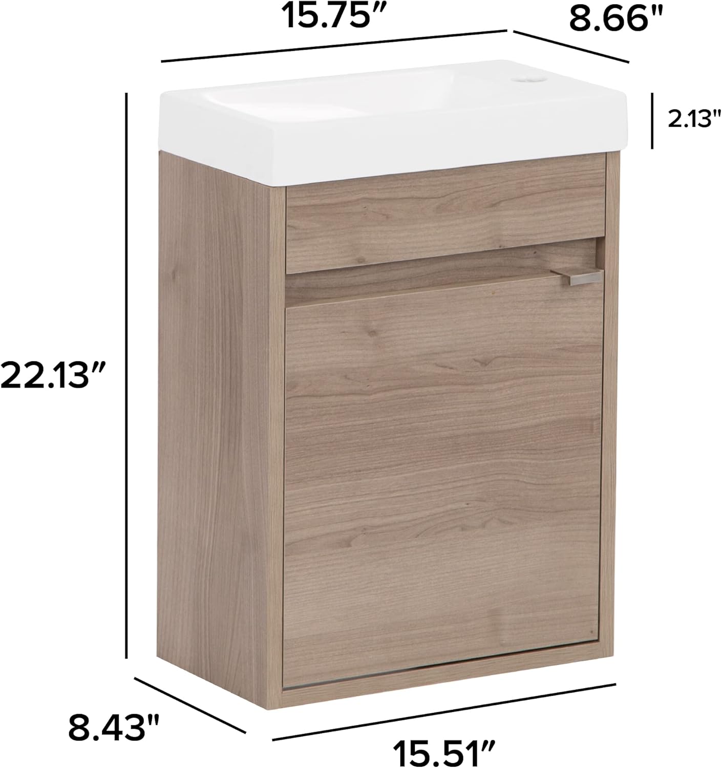 NEW Retails $288+ Kambree Wall Mount 15.75 Single Bathroom Vanity with Top! Perfect for small spaces!