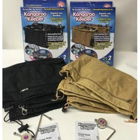 New Deluxe 6 Piece Kangaroo Keeper Set! Includes 2 Black & 2 Purse/Tan bag organizers + 2 bag hooks to hang your bag anywhere but the floor!