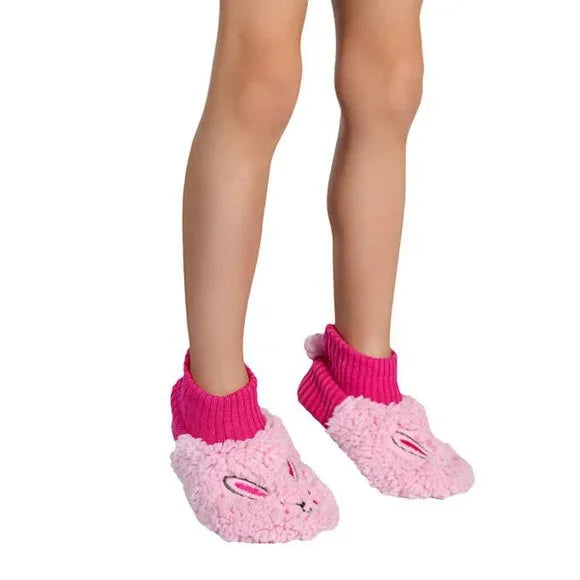 NEW K.Bell Kid's Sherpa Slippers | 2 Pack!! Includes Pink Rabbit & White Llama, Sz L Fits Kids Sz 13-4 Retails $15