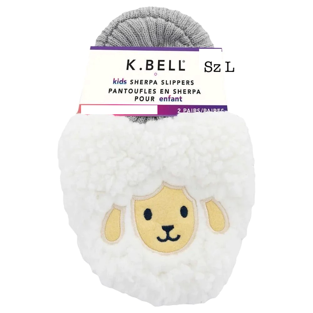 NEW K.Bell Kid's Sherpa Slippers | 2 Pack!! Includes Pink Rabbit & White Llama, Sz L Fits Kids Sz 13-4 Retails $15