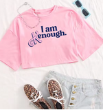 NEW Pink I Am Kenough T-Shirt Women Crop Top Girls O-Neck Short Sleeves Sz XL, actual colour shown in pics