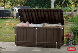 NIB! Keter Kentwood LOCKABLE 90 Gallon Resin Deck Box-Organization and Storage for Patio Furniture Outdoor Cushions, Throw Pillows, Garden Tools and Pool Toys, Brown! Retails $433+