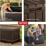NIB! Keter Kentwood LOCKABLE 90 Gallon Resin Deck Box-Organization and Storage for Patio Furniture Outdoor Cushions, Throw Pillows, Garden Tools and Pool Toys, Brown! Retails $433+