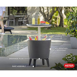 Keter 32 Qt. 2 in 1 Side Table and Bar. Weather Resistant, 20 litre beverage storage capacity to handle up to 60 cans or 40 bottles of water with ice Retails $190+