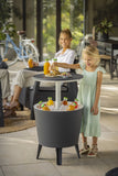 Keter 32 Qt. 2 in 1 Side Table and Bar. Weather Resistant, 20 litre beverage storage capacity to handle up to 60 cans or 40 bottles of water with ice Retails $190+
