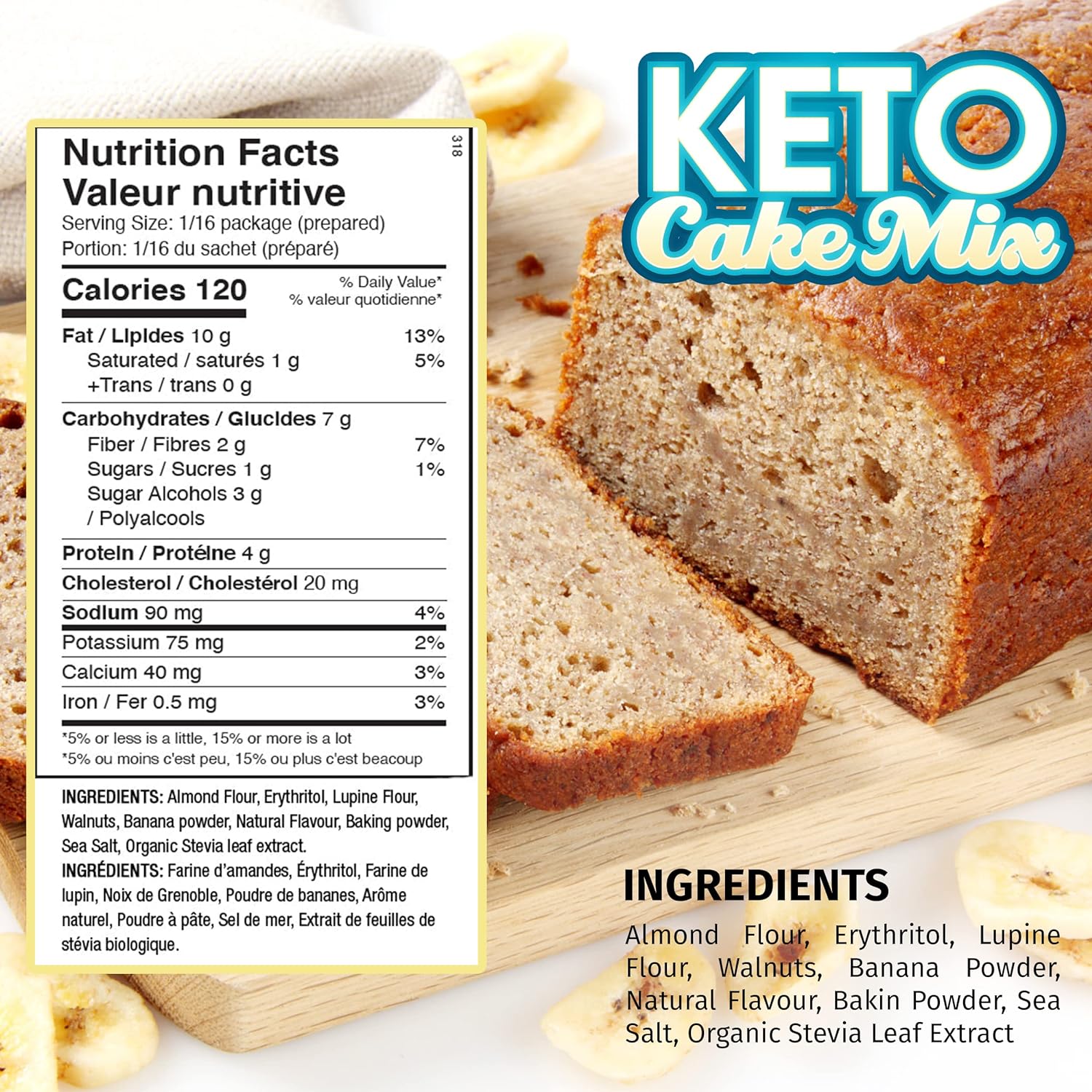 New CASE OF 6 ANS Performance Keto Muffin/Cake Mix - Banana Nut Bread - Naturally Sweetened - Gluten-Free Treat - Vegetarian Friendly BB 03/24 Retails 78+