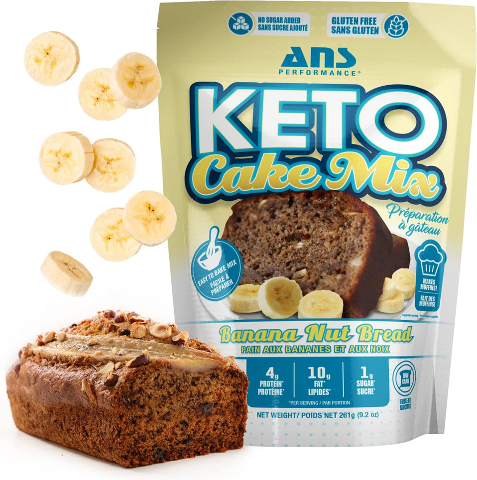 New ANS Performance Keto Muffin/Cake Mix - Low Carb Keto Baking Mix - Banana Nut Bread - Naturally Sweetened - Gluten-Free Treat - Vegetarian Friendly BB 02/24 Retails 12.99+