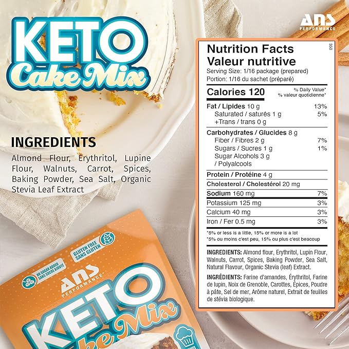 New ANS Performance Carrot Muffin/Cake Mix - Low Carb Keto Baking Mix - Easy to bake - Zero Added Sugar - Naturally Sweetened - Gluten-Free Treat - Vegetarian Friendly - Bakes 1 Carrot Cake or 8 Muffins, BB 02/24 Retails $12.99+