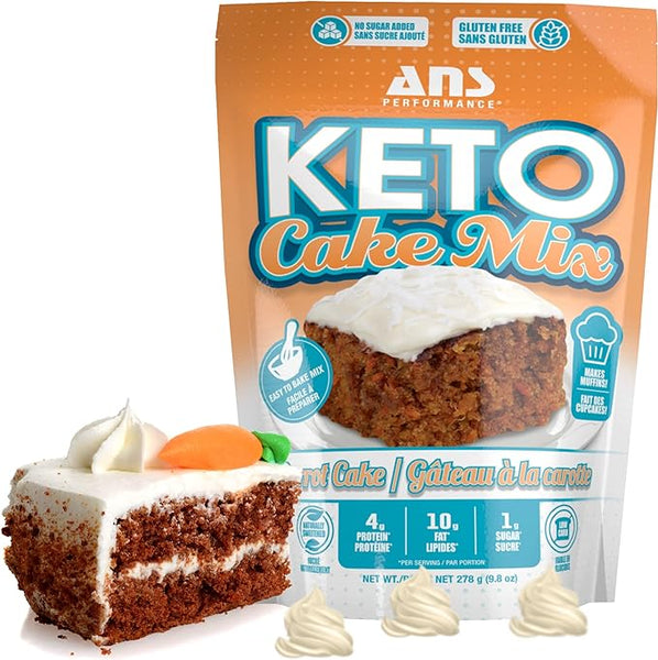 New ANS Performance Carrot Muffin/Cake Mix - Low Carb Keto Baking Mix - Easy to bake - Zero Added Sugar - Naturally Sweetened - Gluten-Free Treat - Vegetarian Friendly - Bakes 1 Carrot Cake or 8 Muffins, BB 02/24 Retails $12.99+