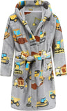 New Retails $35+ Unisex Kids Excavator Hooded Fleece Sleep Robe Sz 7-8 Years
