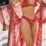 New Retails $97+ Beautiful Boho Gypsy kimono/Robe in Red Sz L