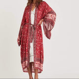 New Retails $97+ Beautiful Boho Gypsy kimono/Robe in Red Sz L