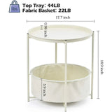Retails $79+ Kingrack Round End Table, Sofa Side Table with Storage Basket, Coffee Round Table, Small Bed Nightstand for Living Room Bedroom, Cream