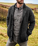 NEW Retails $94, Knit Cardigan Sweater Shawl Collar Loose Fit Long Sleeve with Pockets, Grey, Sz XL