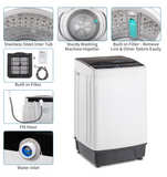 New in box! Retails $399+ Ktaxon 17.6lbs Portable Fully Automatic Washing Machine W/ Drain Pump, smart controls and LED display NOTE: Has cosmetic crack in plastic on LEFT side from transport, DOES NOT AFFECT USE, COSMETIC ONLY!