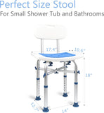 New in box! Retails $65+ LandTale Shower Stool with Backrest Heavy Duty 500lbs Tool-Free Assembly Non-Slip Sturdy Height Adjustable Narrow Bath Chair for Seniors Elderly