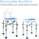 New in box! Retails $65+ LandTale Shower Stool with Backrest Heavy Duty 500lbs Tool-Free Assembly Non-Slip Sturdy Height Adjustable Narrow Bath Chair for Seniors Elderly