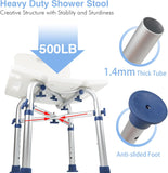New in box! Retails $65+ LandTale Shower Stool with Backrest Heavy Duty 500lbs Tool-Free Assembly Non-Slip Sturdy Height Adjustable Narrow Bath Chair for Seniors Elderly
